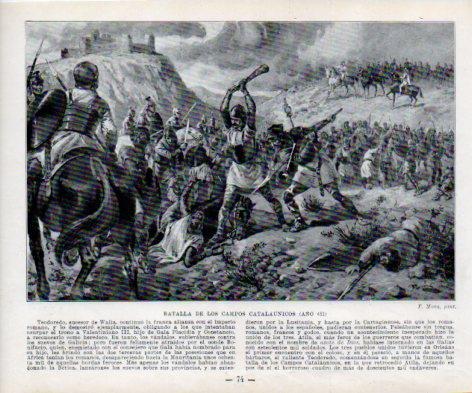 LAMINA V38957: Batalla de los Campos Catalaunicos año 451 por F. Mota