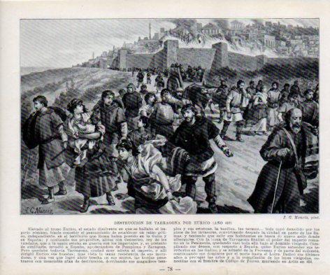 LAMINA V38959: Destruccion de Tarragona por Eurico año 469 por J. G. Mencia