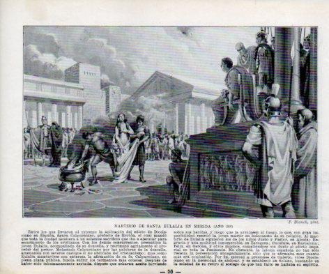 LAMINA V38948: Martirio de Santa Eulalia en Merida por F. Blanch