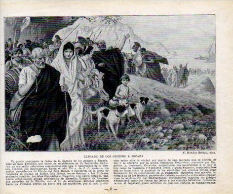 LAMINA V38927: Llegada de los griegos a España por N. Mendez Bringa