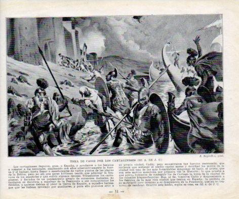 LAMINA V38928: Toma de Cadiz por los Cartagineses por J. Segrelles