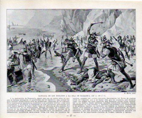 LAMINA V38938: Llegada de los romanos a la isla de Mallorca por F. Mota