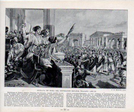 LAMINA V38945: Entrada en Roma del Emperador Trajano año 99 por J. G. Mencia