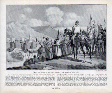 LAMINA V39016: Toma de Huesca por Pedro I de Aragon por F. Blanch