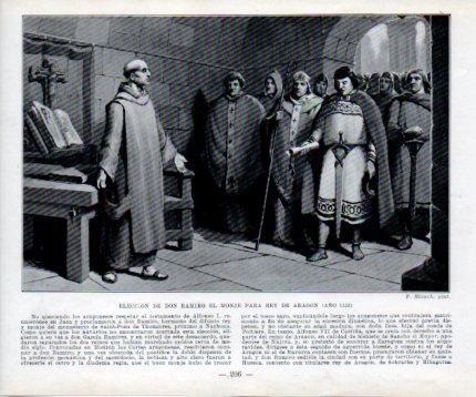 LAMINA V39020: Eleccion de Ramiro El Monje para rey de Aragon año 1134