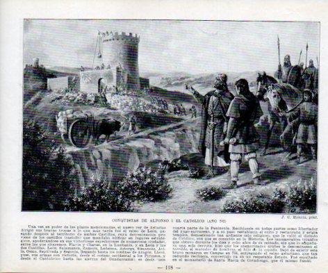 LAMINA V38979: Conquista de Alfonso I El Catolico por J.G. Mencia