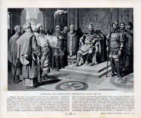 LAMINA V38983: Entrevista de Carlomagno y Suleiman El Arabe por F. Blanch