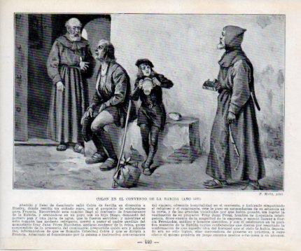 LAMINA V39131: Colon en el convento de la Rabida en 1491 por F. Mota