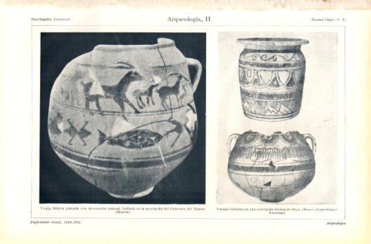 LAMINA V39269: Vasijas halladas en necropolis del Cabecico del Tesoro y Oran
