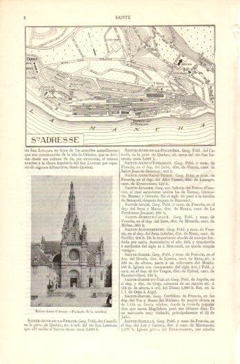 LAMINA V39278: Mapa de Ste. Adresse y Catedral de Sainte Anne d'Auray