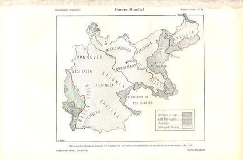 LAMINA V39274: Mapa de Alemania despues del Tratado de Versalles