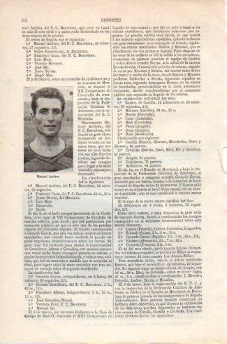 LAMINA V39162: Manuel Andreu jugador F. C. Barcelona