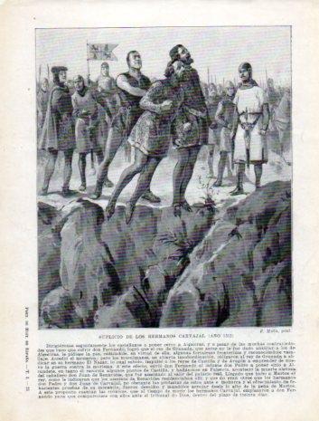 LAMINA V39157: Suplicio de los Hermanos Carvajal en 1312 por F. Mota