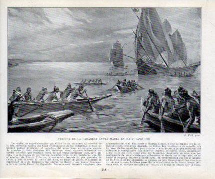 LAMINA V39135: Perdida de la Carabela Santa Maria en Haiti en 1492 por F. Vall