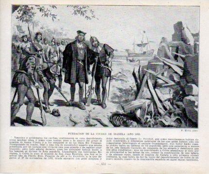 LAMINA V39138: Fundacion de la ciudad de Isabela en 1493 por F. Mota