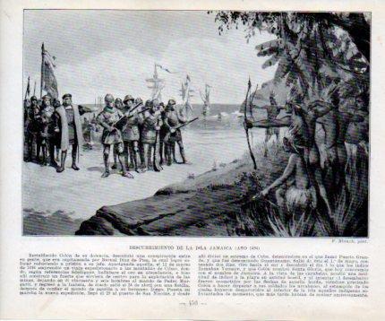 LAMINA V39139: Descubrimiento de la Isla de Jamaica en 1494 por F. Blanch