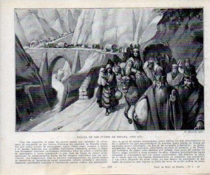 LAMINA V39141: Salida de los judios de España en 1492 por F. Blanch