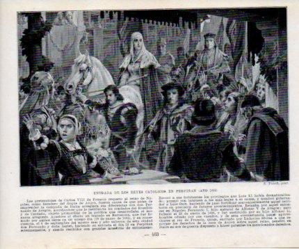 LAMINA V39142: Entrada de los Reyes Catolicos en Perpiñan en 1493 por S. Tusell