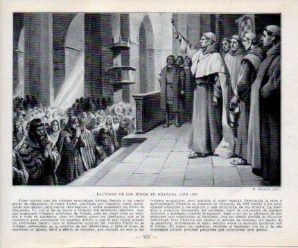 LAMINA V39145: Bautismo de los moros en Granada en 1499 por F. Blanch