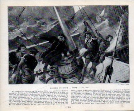 LAMINA V39149: Regreso de Colon a España en 1504 por F. Mota
