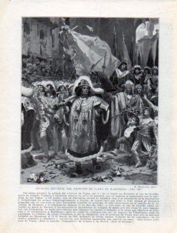 LAMINA V39154: Entrada del Principe de Viana en Barcelona en 1461 por R. Tusquets
