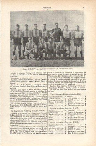 LAMINA V39217: Equipo R.C.D. Español campeon Copa del Generalisimo en 1940