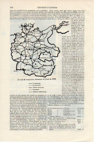 LAMINA V39183: Red de autopistas en Alemania finales de 1938