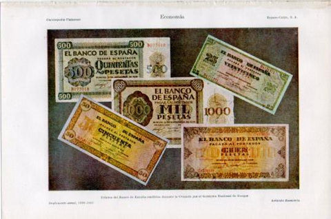 LAMINA V39187: Billetes del Banco de España emitidos por el Gobierno Nacional de Burgos