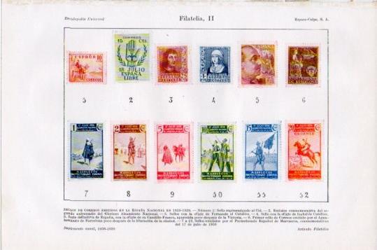 LAMINA V39189: Sellos de correos emitidos en la España Nacional en 1938- 1939