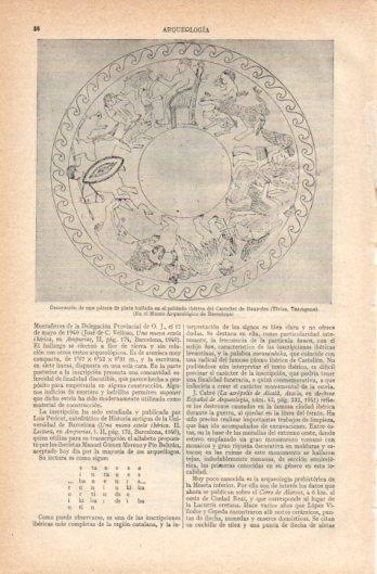 LAMINA V39197: Decoracion de una patera hallada en Castellet de Banyoles