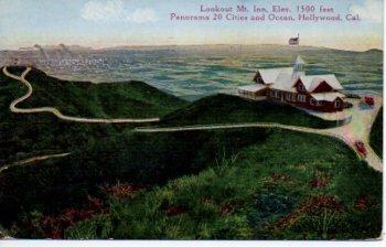 POSTAL PV09906: Lookout Mt. Inn. Panorama 20 Cities and Ocean, Hollywood