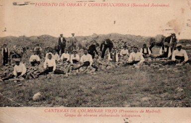 POSTAL PV09867: Canteras de Colmenar Viejo, obreros elaborando adoquines 