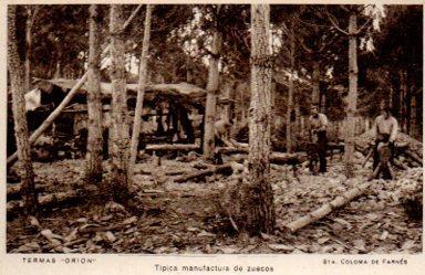 POSTAL PV09869: Termas Orion en Santa Coloma de Farnes, manufactura de zuecos
