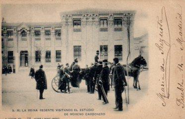 POSTAL PV09965: La Reina regente visitando el estudio de Moreno Carbonero