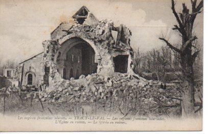 POSTAL PV09972: Iglesia en ruinas en Tracy-Le-Val