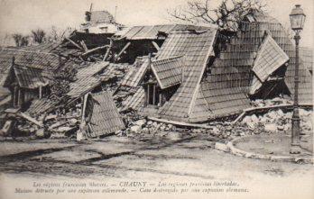 POSTAL PV09930: Casa destrozada en Chauny por los alemanes