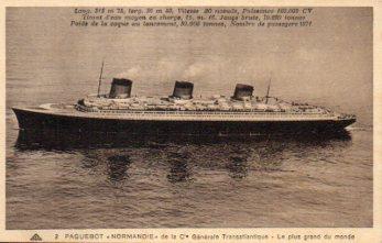 POSTAL PV09943: Paquebot Normandie, Cie Generale Transatlantique