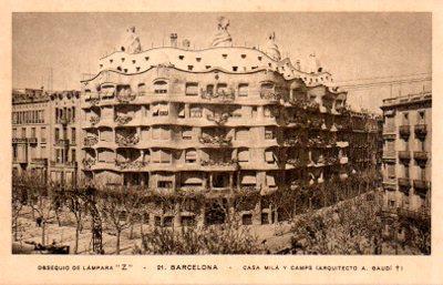 POSTAL PV09771: Casa Mila y Camps Barcelona. Obsequio de Lampara Z