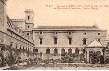 POSTAL PV09841: Convento de Carmelitas, Sucesos de Barcelona 1909