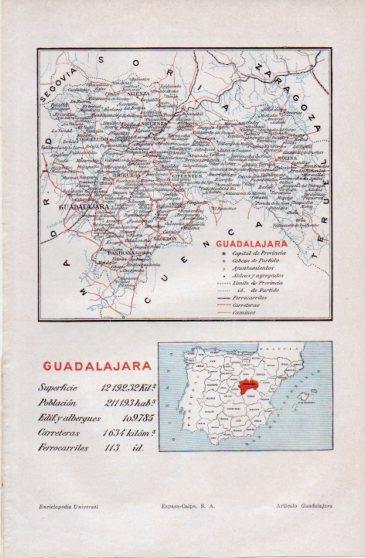 LAMINA V40097: Mapa de la provincia de Guadalajara, España
