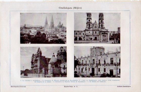 LAMINA V40091: Catedral, Santuario y Palacio del Gobierno en Guadalajara, Mejico