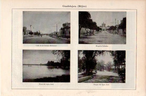 LAMINA V40089: Calle de la Colonia, Hospicio, Presa y Parque del Agua Azul en Guadalajara, Mejico