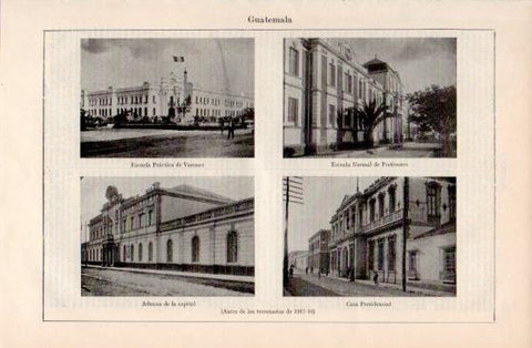 LAMINA V40128: Aduana, Escuela de Profesores y Casa Presidencial antes de terremotos 1917-18, Guatemala
