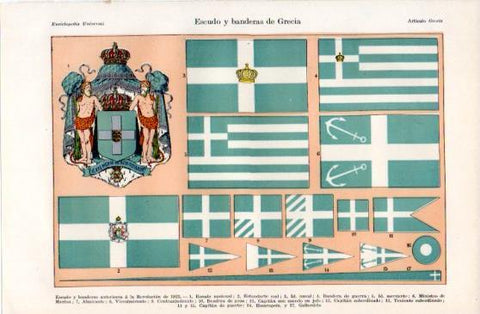 LAMINA V40084: Escudo y banderas de Grecia