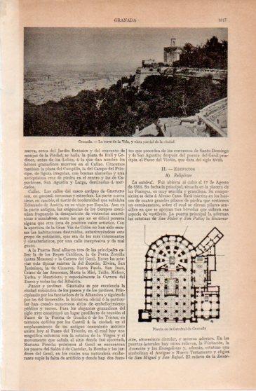 LAMINA V40034: Torre de la Vela y vista de la ciudad de Granada