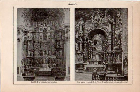 LAMINA V40028: Retablo iglesia de San Jeronimo y Altar de la Virgen de las Angustias en Granada