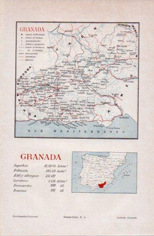 LAMINA V40027: Mapa de la provincia de Granada