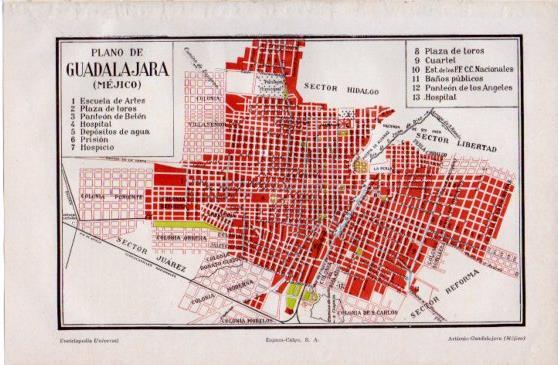 LAMINA V40081: Plano de Guadalajara, Mejico