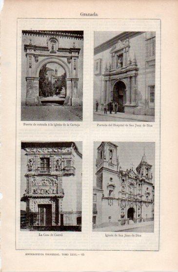 LAMINA V40053: Hospital San Juan de Dios, Casa de Castril e Iglesia de la Cartuja en Granada
