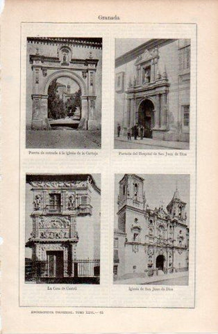 LAMINA V40053: Hospital San Juan de Dios, Casa de Castril e Iglesia de la Cartuja en Granada